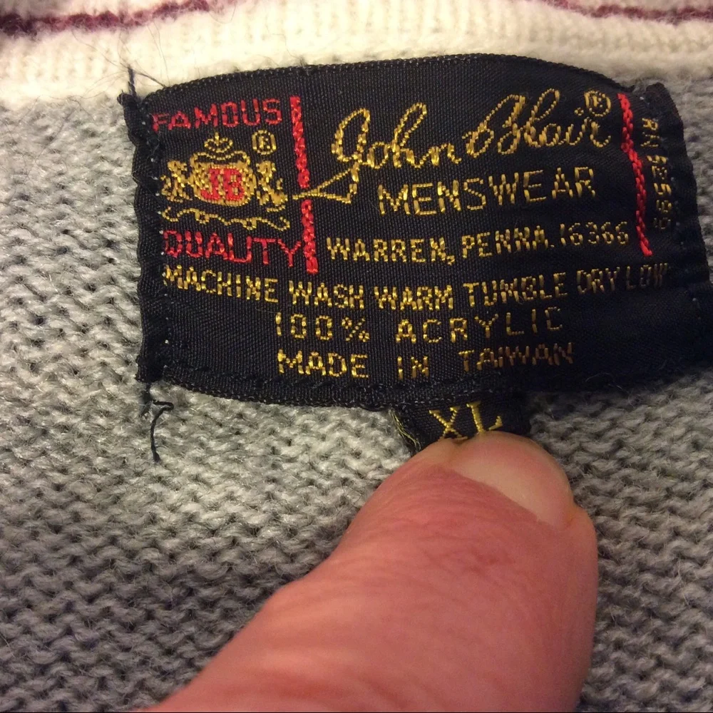 John Blair Vintage Cable Knit Cardigan sweater size XL